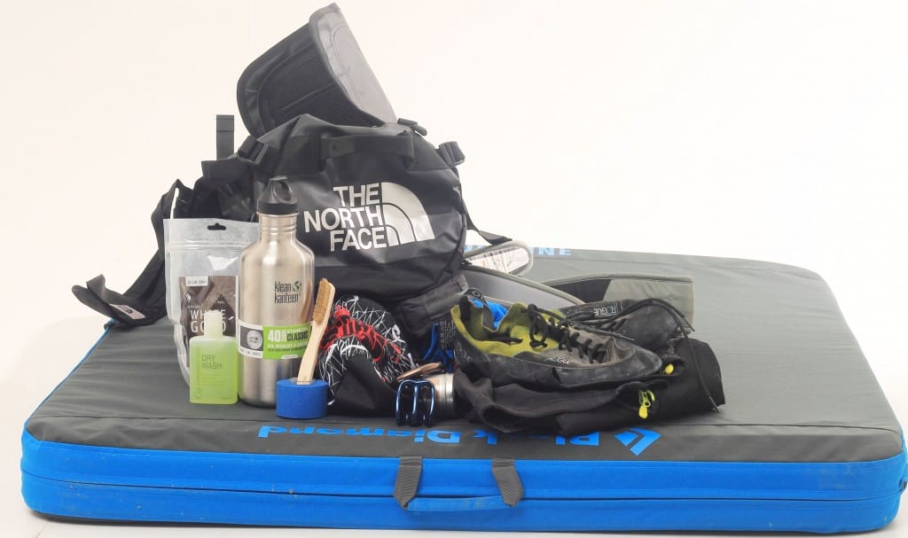 The XS duffel, with all the kit you need for an indoor wall session