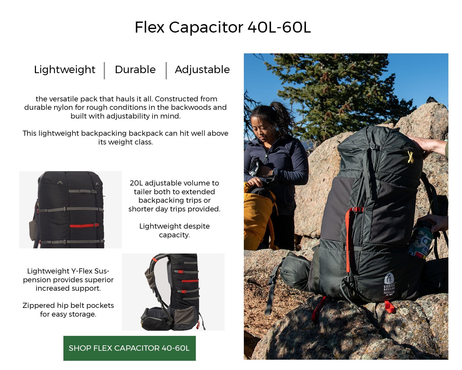 sierra designs flex capacitor 40-60L from LD Mountain Centre