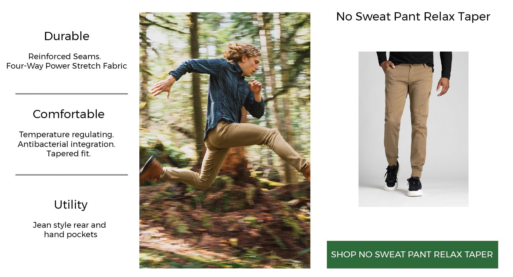 du/er no sweat pant relaxed taper | LD Mountain centre