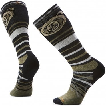 Mens Ski Full Cushion Growling Grizzly Print OTC Socks